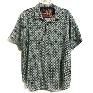 Robert Graham XL Green Cholas Silk Blend Shirt